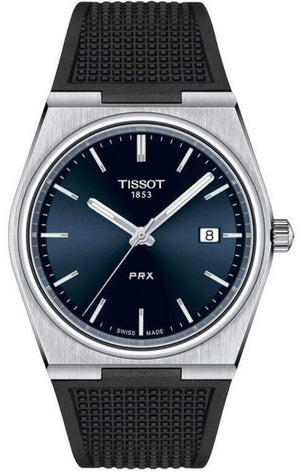 Tissot PRX Quartz Blue Dial Black Rubber Strap Watch For Men - T137.410.17.041.00