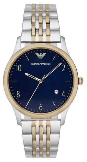 Emporio Armani Classic Quartz Blue Dial Two Tone Steel Strap Watch For Men - AR1868