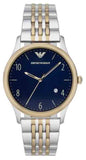 Emporio Armani Classic Quartz Blue Dial Two Tone Steel Strap Watch For Men - AR1868