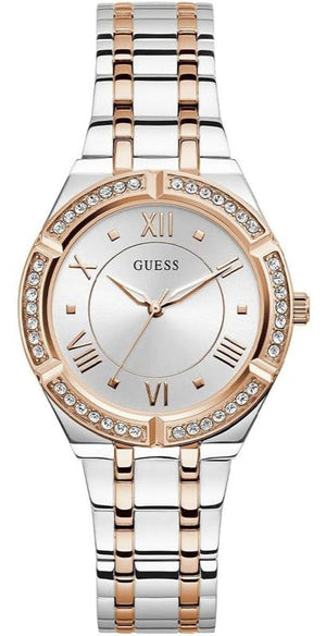 Guess Cosmo Quartz Silver Dial Two Tone Steel Strap Watch For Women - GW0033L9