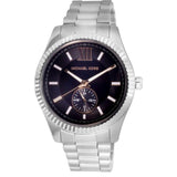 Michael Kors Lexington Quartz Black Dial Silver Steel Strap Watch For Women - MK8946