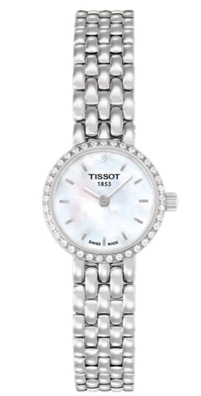 Tissot white mother of cheap pearl diamond dial ladies watch