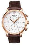 Tissot T Classic Tradition Chronograph White Dial Brown Leather Strap Watch For Men - T063.617.36.037.00