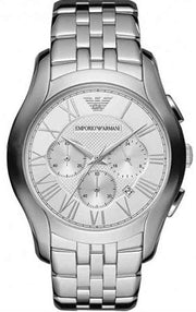 Emporio Armani Velente Chronograph Quartz Silver Dial Silver Steel Strap Watch For Men - AR1702