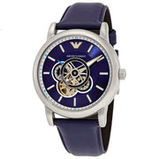Emporio Armani Luigi Chronograph Blue Dial Blue Leather Strap Watch For Men - AR60011