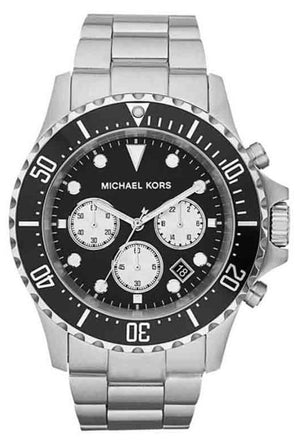 Michael Kors Everest Chronograph Black Dial Silver Steel Strap Watch For Men - MK8256