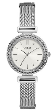 Guess Quartz Silver Dial Silver Mesh Bracelet Watch For Women - W1152L1
