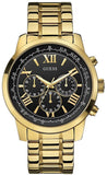 Guess Horizon Chronograph Black Dial Gold Steel Strap Watch For Men - W0379G4