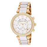 Michael Kors Parker Chronograph Silver Dial Two Tone Steel Strap Watch For Women - MK5687