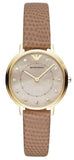 Emporio Armani Kappa Quartz Mother of Pearl Taupe Dial Brown Leather Strap Watch For Men - AR11151