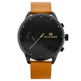 Tommy Hilfiger James Quartz Black Dial Brown Leather Strap Watch For Men - 1791486