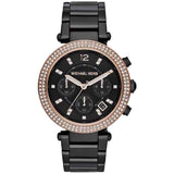 Michael Kors Parker Black Dial with Diamonds Black Steel Strap Watch for Women - MK5885