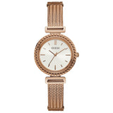Guess Monroe Silver Dial Rose Gold Steel Strap Watch For Women - W1152L3