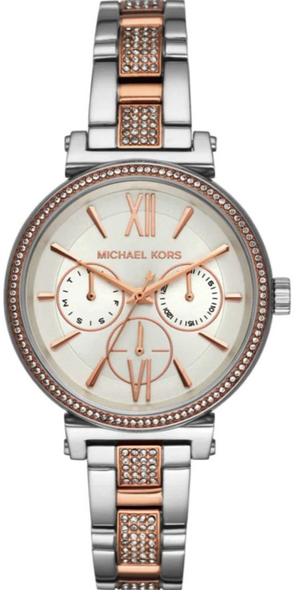 Michael Kors Sofie Chronograph White Dial Two Tone Steel Strap Watch For Women - MK4353