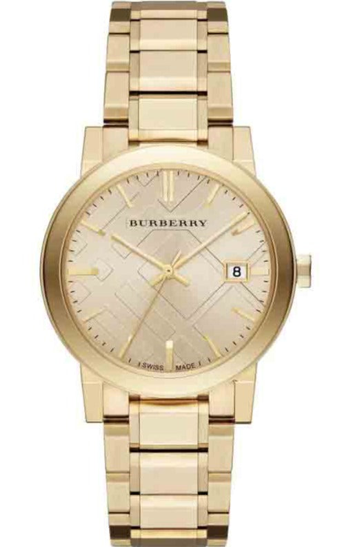 正規品【新品電池】BURBERRY 4100/動作良好 ゴールド 人気モデル Burberry The City Gold Dial Gold Steel Strap Watch for Women