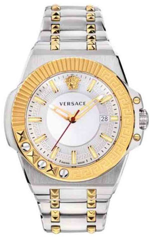 Versace Chain Reaction Quartz White Dial Two Tone Steel Strap Watch for Men - VEDY00519