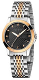 Gucci G Timeless Black Dial Two Tone Steel Strap Watch For Women - YA126512
