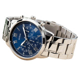 Guess Hendrix Chronograph Blue Dial Silver Steel Strap Watch for Men - W1309G1