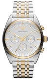 Emporio Armani Classic Chronograph White Dial Two Tone Steel Strap Watch For Men - AR0396