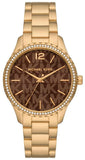 Michael Kors Layton Chronograph Brown Dial Gold Steel Strap Watch For Women - MK7296