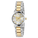Gucci G Timeless Quartz Silver Dial Two Tone Steel Strap Watch For Women - YA126596