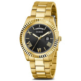 Guess Connoisseur Black Dial Gold Steel Strap Watch for Men - GW0265G3