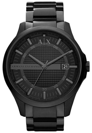 Armani Exchange Hampton Chronograph Black Dial Black Steel Strap Watch For Men - AX2104