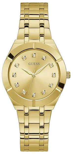 Guess Crystalline Diamonds Gold Dial Gold Steel Strap Watch for Women - GW0114L2
