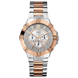 Guess Vista Analog Diamonds Silver Dial Two Tone Steel Strap Watch for Women - W0024L1