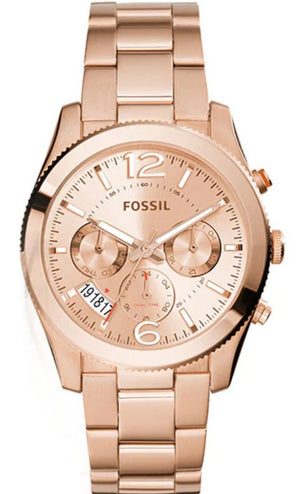 Fossil Boyfriend Multifunction Rose Gold Dial Rose Gold Steel Strap Watch for Women - ES3885