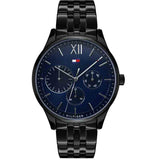 Tommy Hilfiger Damon Quartz Chronograph Blue Dial Black Steel Strap Watch for Men - 1791454