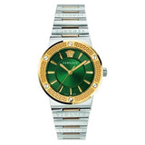 Versace Greca Green Dial Silver Steel Strap Watch for Women - VEVH00720