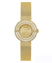Guess Dream Quartz Gold Dial Gold Mesh Strap Watch For Women - GW0550L2