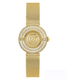 Guess Dream Quartz Gold Dial Gold Mesh Strap Watch For Women - GW0550L2