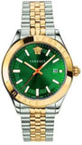 Versace Hellenyium Quartz Green Dial Two Tone Steel Strap Watch For Men - VEVI00620