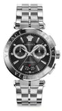 Versace Aion Chronograph Black Dial Silver Steel Strap Watch for Men - VBR080017