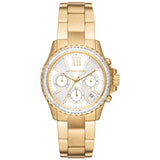 Michael Kors Everest Chronograph White Dial Gold Steel Strap Watch For Women - MK7212