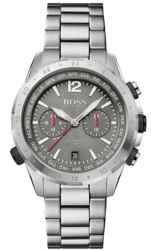 Hugo Boss Nomad Grey Dial Silver Steel Strap Watch for Men - 1513774