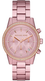 Michael Kors Ritz Chronograph Rose Gold Dial Rose Gold Steel Strap Watch For Women - MK6753