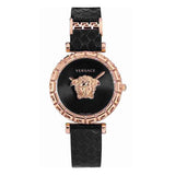 Versace Palazzo Empire Greca Black Dial Black Leather Strap Watch for Women - VEDV00719