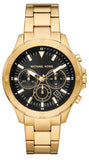 Michael Kors Greyson Chronograph Black Dial Gold Steel Strap Watch For Men - MK9108