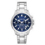 Michael Kors Grayson Chronograph Blue Dial Silver Steel Strap Watch For Men - MK9107