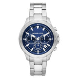 Michael Kors Grayson Chronograph Blue Dial Silver Steel Strap Watch For Men - MK9107