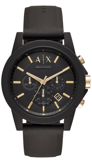 Armani Exchange Outerbanks Chronograph Black Dial Black Steel Strap Watch For Men - AX7105