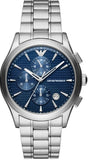 Emporio Armani Chronograph Blue Dial Silver Steel Strap Watch For Men - AR11528