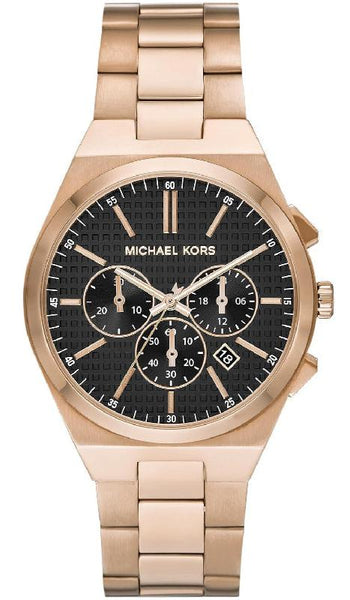 MICHAEL KORS クロノグラフ 時計 ローズゴールド マイケルコース レノックス クロノグラフ ブラック ダイヤル