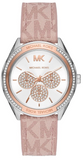 Michael Kors Multifunction Silver Dial Pink Leather Strap Watch For Women - MK7206