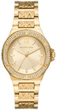 Michael Kors Lennox Three-Hand Gold Dial Gold Steel Strap Watch For Women - MK7339