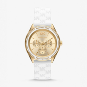 Michael Kors Jessa Quartz Gold Dial White Silicone Strap Watch For Women - MK7267