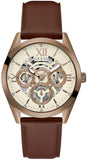 Guess Multi-Function Chronograph White Dial Brown Leather Strap Watch For Men - GW0389G8